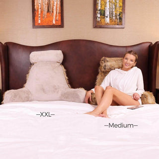 XXL Husband Pillow - Faux Fur Backrest Pillow with Arms Memory Foam - Two Side  Pelt - Long / Short