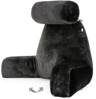 XXL Husband Pillow - Faux Fur Backrest Pillow with Arms Memory Foam - Two Side  Pelt - Long / Short