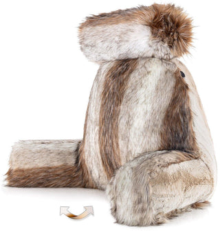 XXL Husband Pillow - Faux Fur Backrest Pillow with Arms Memory Foam - Two Side  Pelt - Long / Short