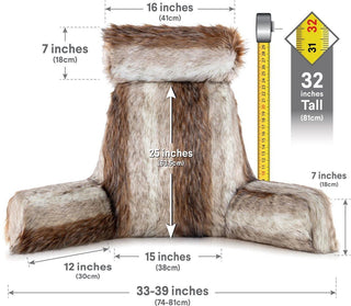 XXL Husband Pillow - Faux Fur Backrest Pillow with Arms Memory Foam - Two Side  Pelt - Long / Short