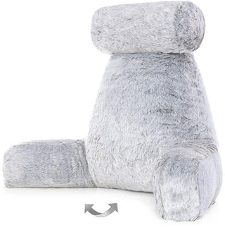 XXL Husband Pillow - Faux Fur Backrest Pillow with Arms Memory Foam - Two Side  Pelt - Long / Short