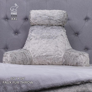 XXL Husband Pillow - Faux Fur Backrest Pillow with Arms Memory Foam - Two Side  Pelt - Long / Short