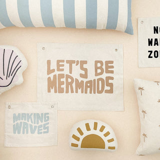 let's be mermaids clay banner Plushie Depot