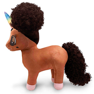 Dominique Unicorn Plush Toy with Afro Puffs - 15 inch | Plushie Depot