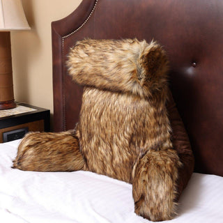 Medium Husband Pillow - Faux Fur Backrest - Memory Foam - Cover Reverses