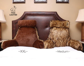 Medium Husband Pillow - Faux Fur Backrest - Memory Foam - Cover Reverses