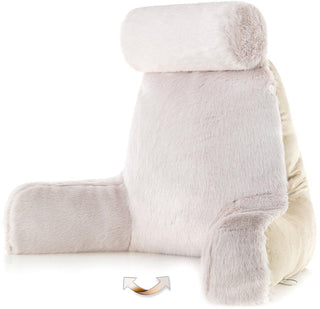 Medium Husband Pillow - Faux Fur Backrest - Memory Foam - Cover Reverses