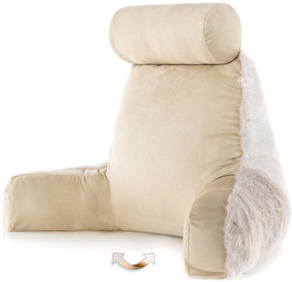 Medium Husband Pillow - Faux Fur Backrest - Memory Foam - Cover Reverses