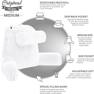 Medium Husband Pillow Oversized Back Pillow with Arms