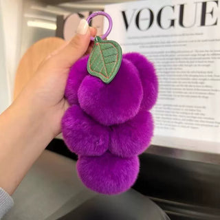 Fluffy Grapes PomPom Keychain Purple Plushie Depot