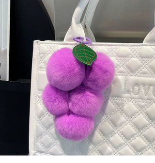Fluffy Grapes PomPom Keychain Light Purple Plushie Depot