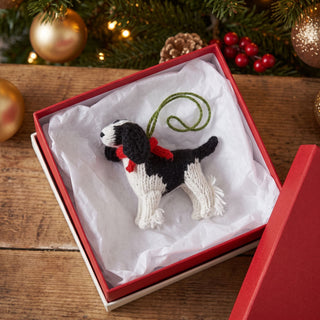 Spaniel Dog Hand Knit Christmas Ornament