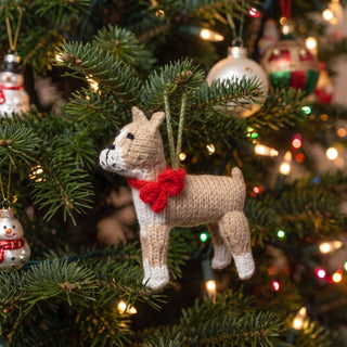 Boxer Dog Hand Knit Christmas Ornament