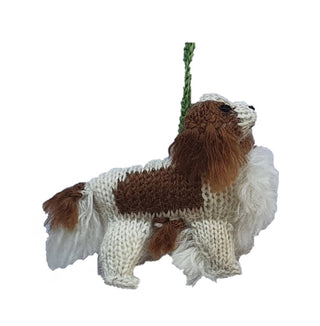 Hand Knit Alpaca Wool Christmas Ornament - Cavalier King Charles Dog - Plushie Depot