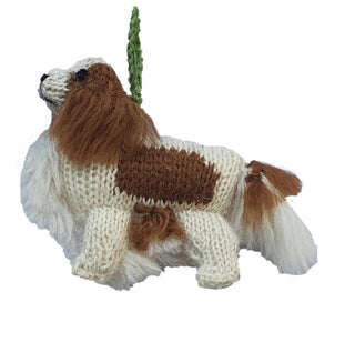 Hand Knit Alpaca Wool Christmas Ornament - Cavalier King Charles Dog Plushie Depot