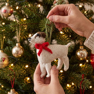 Jack Russell Terrier Dog Hand Knit Christmas Ornament