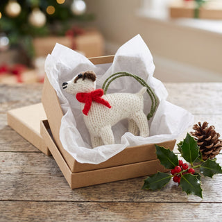 Jack Russell Terrier Dog Hand Knit Christmas Ornament