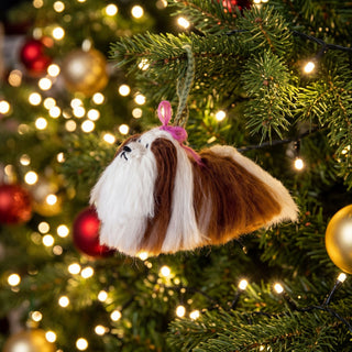 Décoration de Noël en laine d'alpaga tricotée à la main - Chien Shih Tzu
