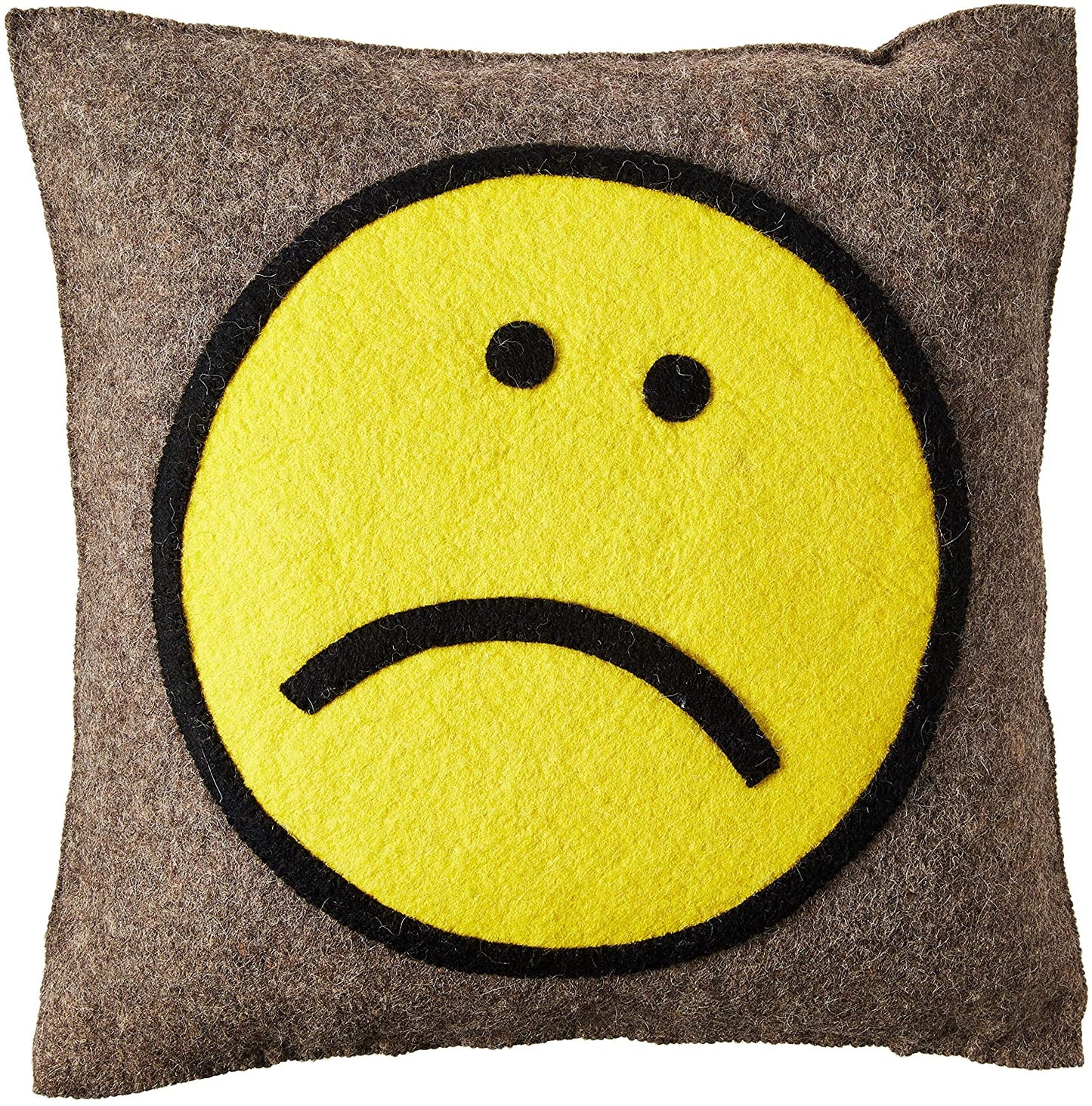 Hand Felted Wool Happy Sad Face Pillow - 20" Pillow - Plushie Depot
