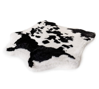 PupRug™ Animal Print Memory Foam Dog Bed - Black Faux Cowhide | Plushie Depot