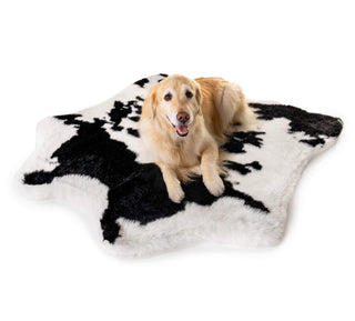 PupRug™ Animal Print Memory Foam Dog Bed - Black Faux Cowhide