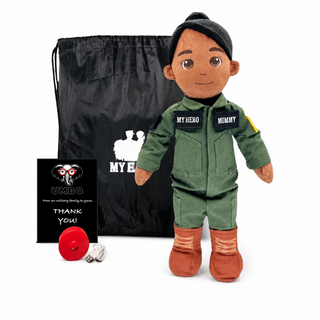 Pilot Daddy Doll | Military Doll in Flight Suit | Recordable Female Dark Black