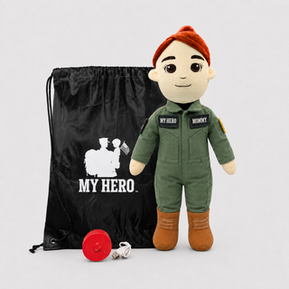Pilot Daddy Doll | Military Doll in Flight Suit | Recordable Female Fair Red