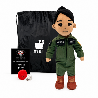 Pilot Daddy Doll | Military Doll in Flight Suit | Recordable Female Tan Black