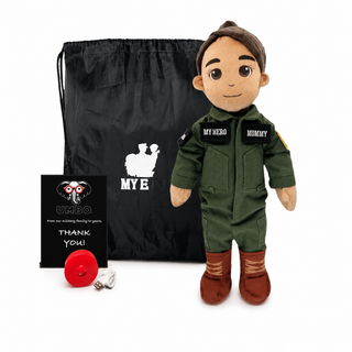 Pilot Daddy Doll | Military Doll in Flight Suit | Recordable Female Tan Brown