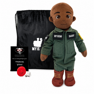 Pilot Daddy Doll | Military Doll in Flight Suit | Recordable Male Dark Bald