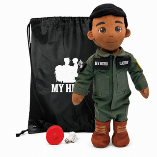 Pilot Daddy Doll | Military Doll in Flight Suit | Recordable Male Dark Black