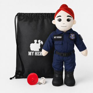 Police Doll | Police Officer Doll & Recordable Plush Female Fair Skin Red