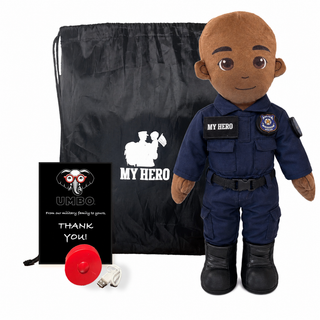 Police Doll | Police Officer Doll & Recordable Plush Male Dark Skin Bald