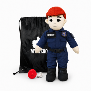 Police Doll | Police Officer Doll & Recordable Plush Male Fair Skin Red