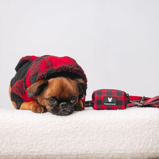 Frenchie Dog Hoodie - Red and Black Plaid