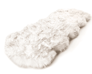 PupRug™ Runner Faux Fur Memory Foam Dog Bed - Curve White with Brown Accents | Plushie Depot