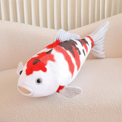 Giant White and Red Koi Fish Plush Toy Red 29" Stuffed Animals - Plushie Depot