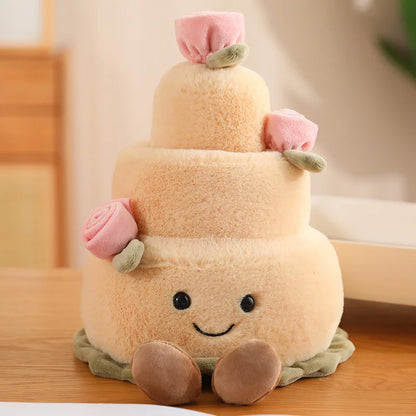 Wedding Ring & Cake Plushies Brown Cake 12" Stuffed Toys - Plushie Depot