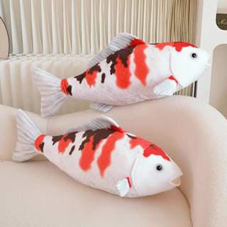 Giant White and Red Koi Fish Plush Toy Plushie Depot