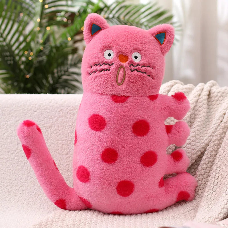 Polka Dot Kitty Cat Plush Toy Red 15" Stuffed Animals - Plushie Depot