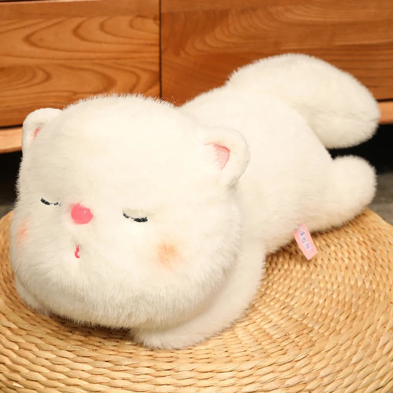 Kawaii Sleepy Kitty Plushie White Stuffed Animals - Plushie Depot