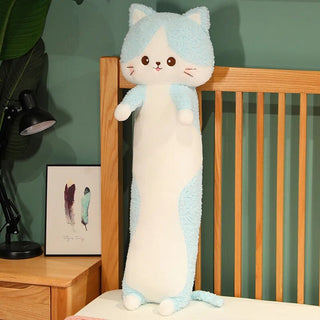 Catnip the Long Cat Plush Pillow Blue Plushie Depot