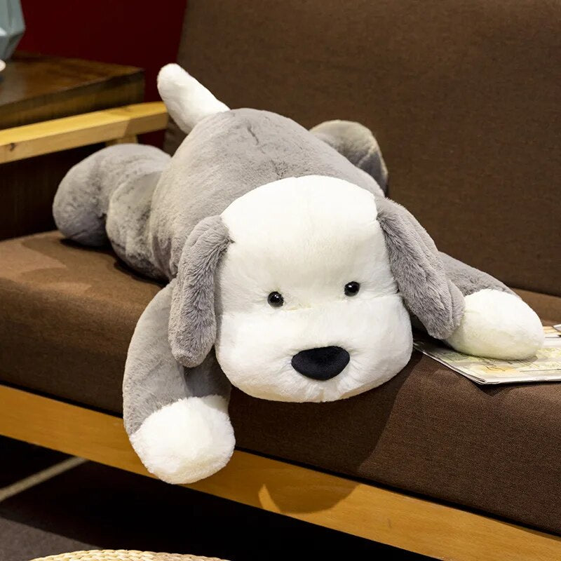 Lounging Larry the Dog Plushie grey Stuffed Animals - Plushie Depot