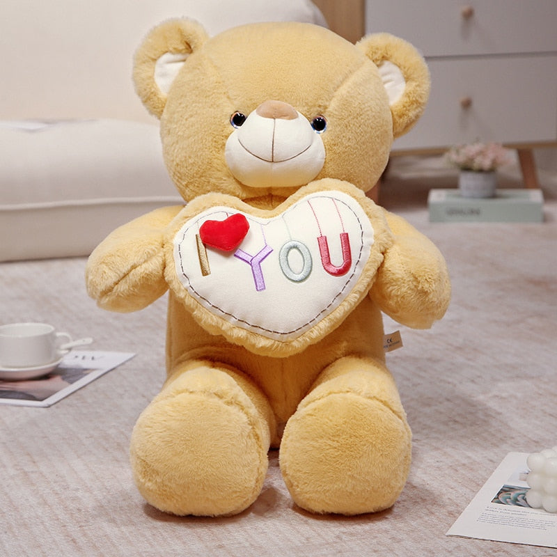 Big Heart I love You Teddy Orange Stuffed Animals - Plushie Depot