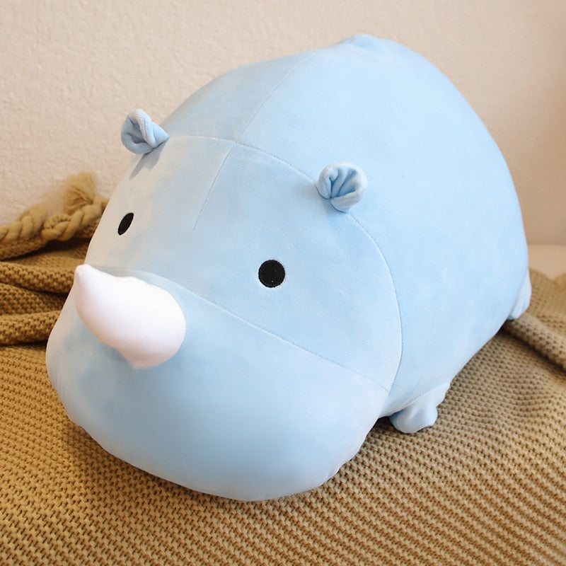 Kawaii Blue Rhino Plushie Blue Stuffed Animals - Plushie Depot