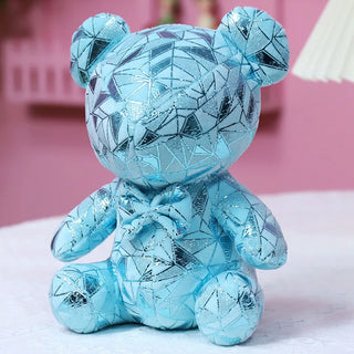 Abstract Geometrical Shiny Bunny & Teddy Plushie bear-blue Plushie Depot