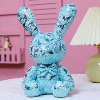 Abstract Geometrical Shiny Bunny & Teddy Plushie bunny-blue Plushie Depot