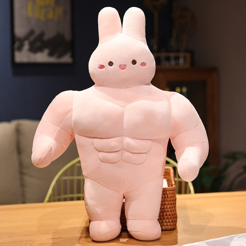 Funny Muscle Bunny Plushies Happy Stuffed Animals Plushie Depot