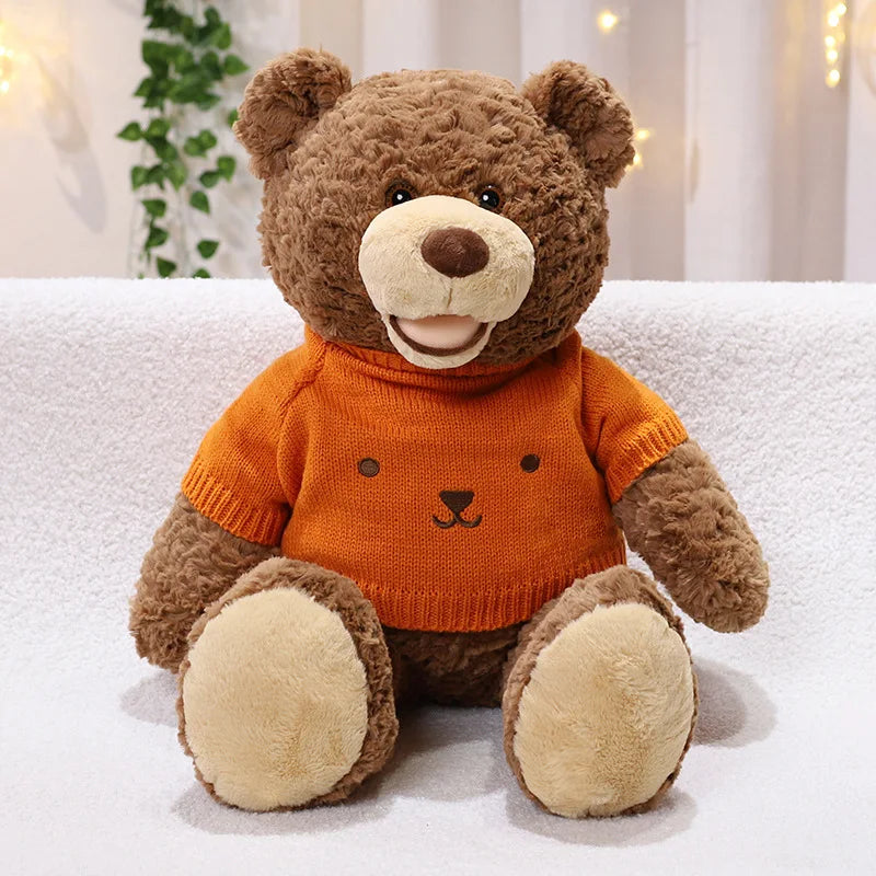 Smiley Face Sweater Teddy Bear Orange Stuffed Animals - Plushie Depot