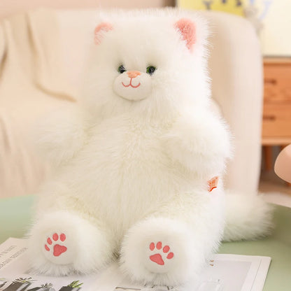 Mr. Fluffy The Kitty Cat Plushie White Stuffed Animals - Plushie Depot